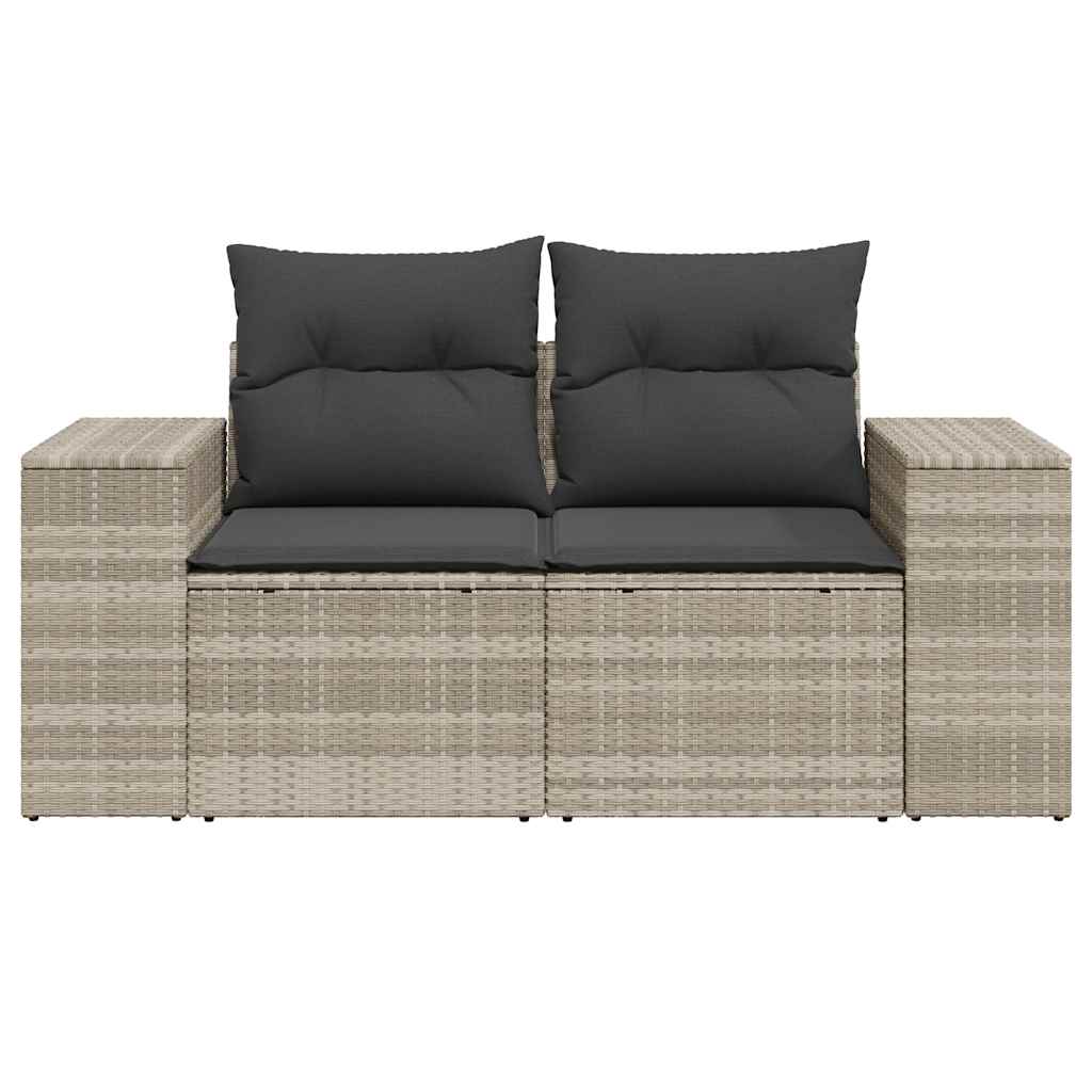 Sofá de jardim com almofadas 2 lugares rattan sintético cinza claro v5721 - Vetonek