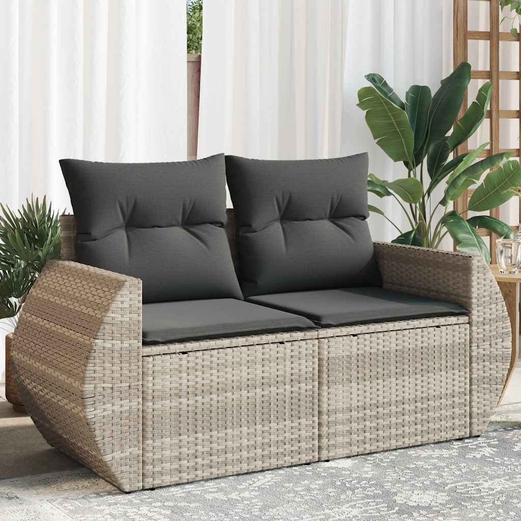 Sofá de jardim com almofadas 2 lugares rattan sintético cinza claro v5820 Vetonek