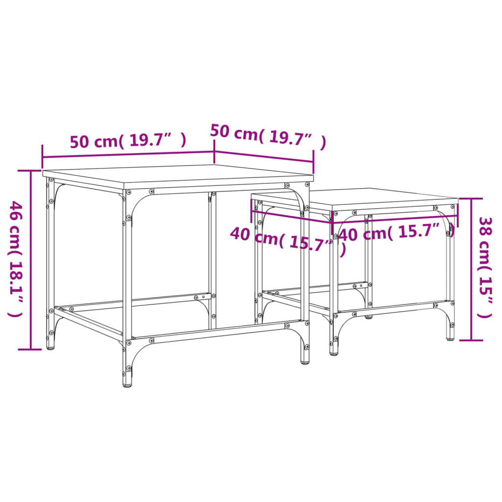 Tables centrales empilables 2 pièces Black Engineering Wood