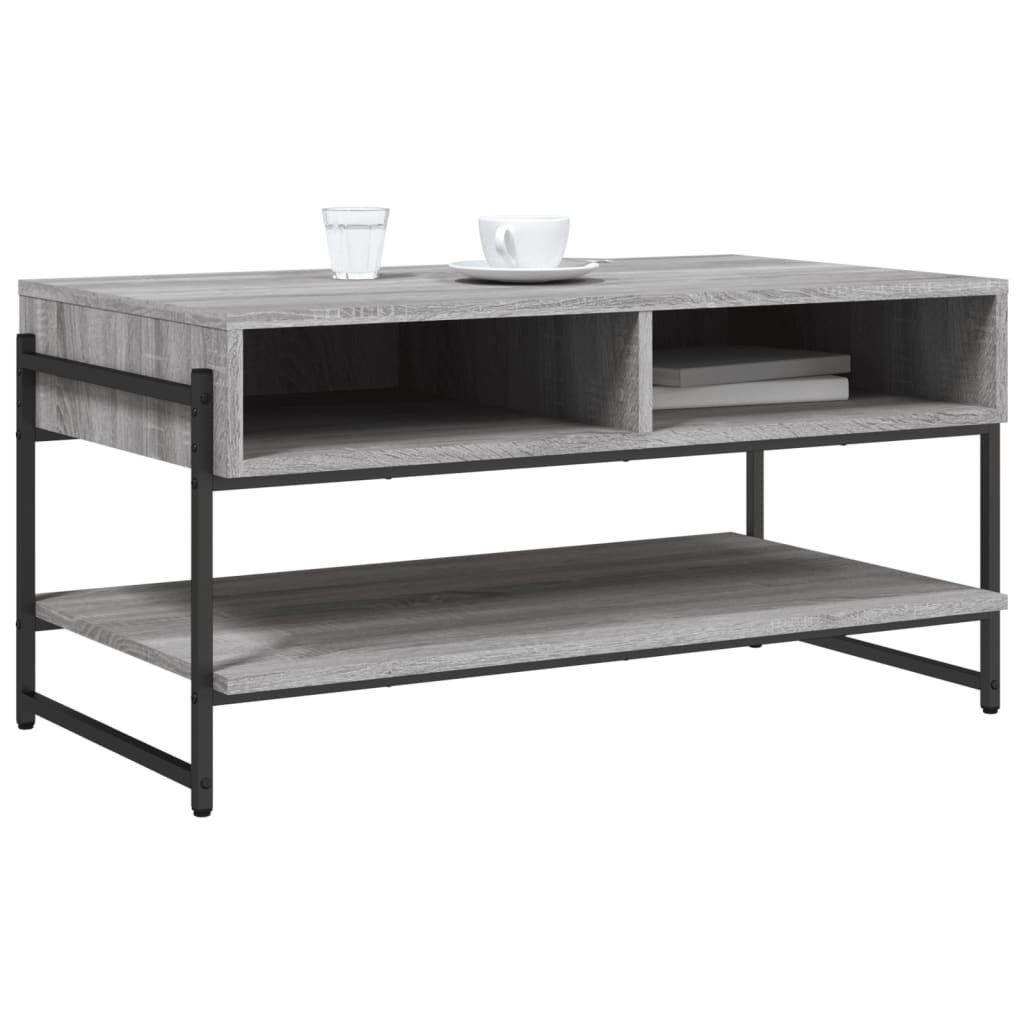 Mesa de centro madera contrachapada gris Sonoma 90x50x45 cm V71