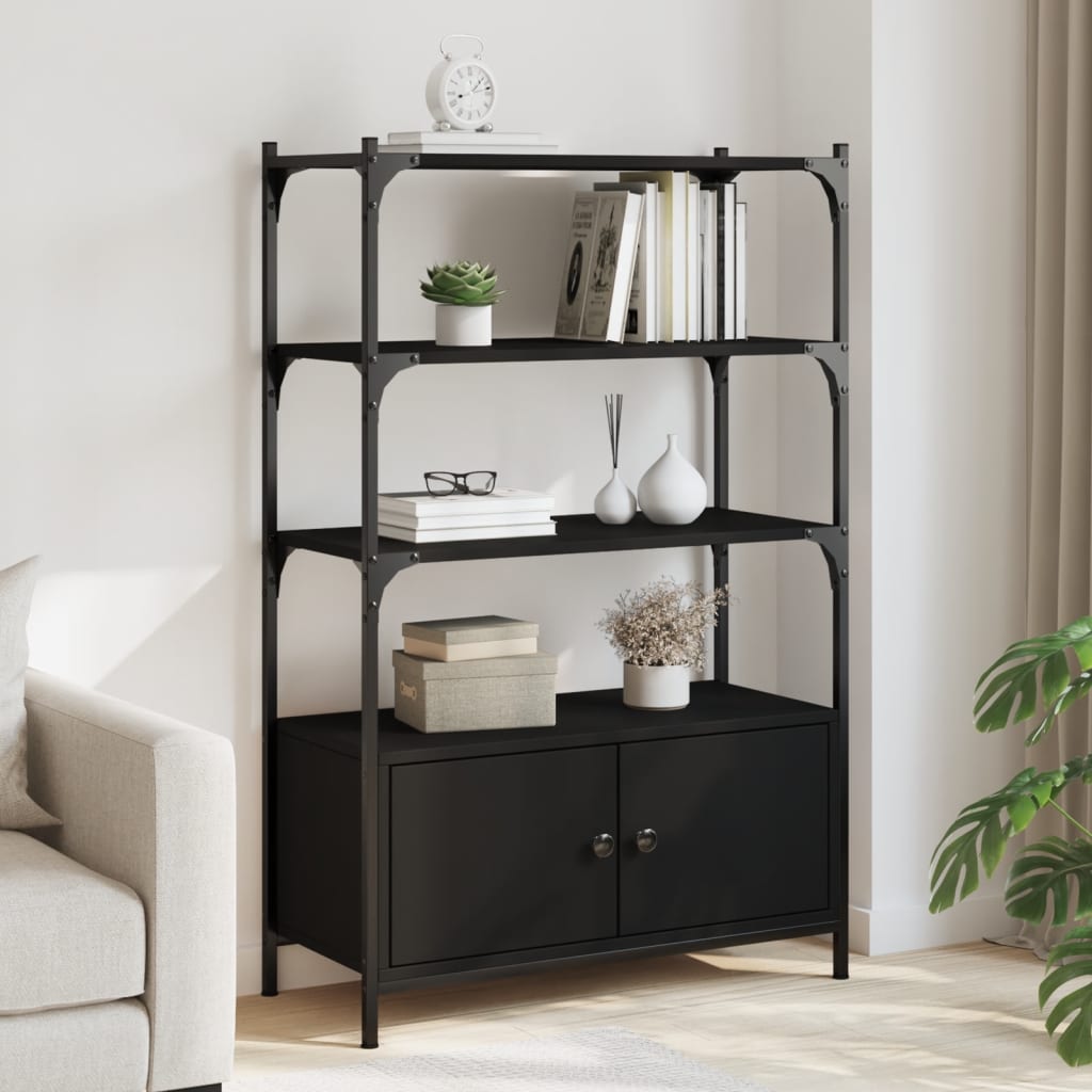 Vetonek Librería de 3 estantes madera ingeniería negro 70x30x109,5 cm