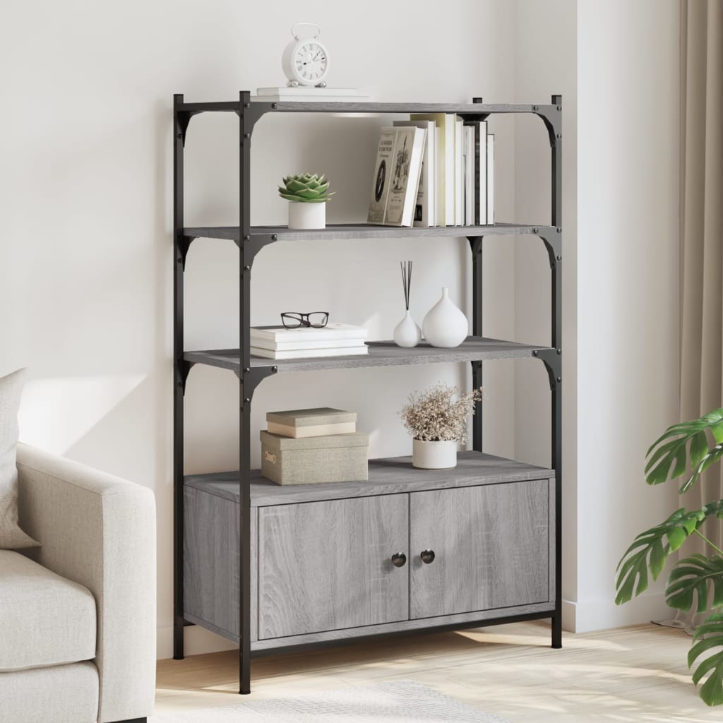 Vetonek Librería 3 estantes madera ingeniería gris Sonoma 70x30x109,5cm