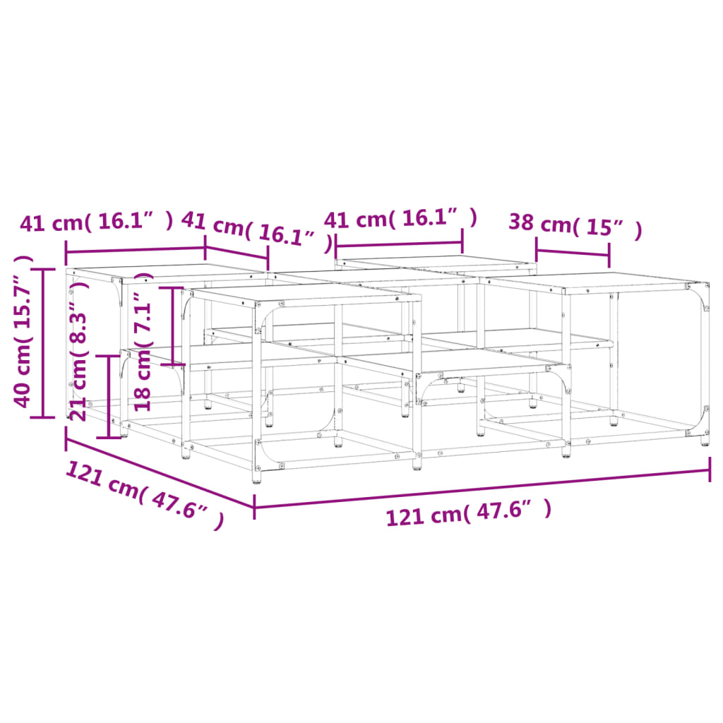 Sonoma Gray Engineering Wood Center Table 121x121x40 cm