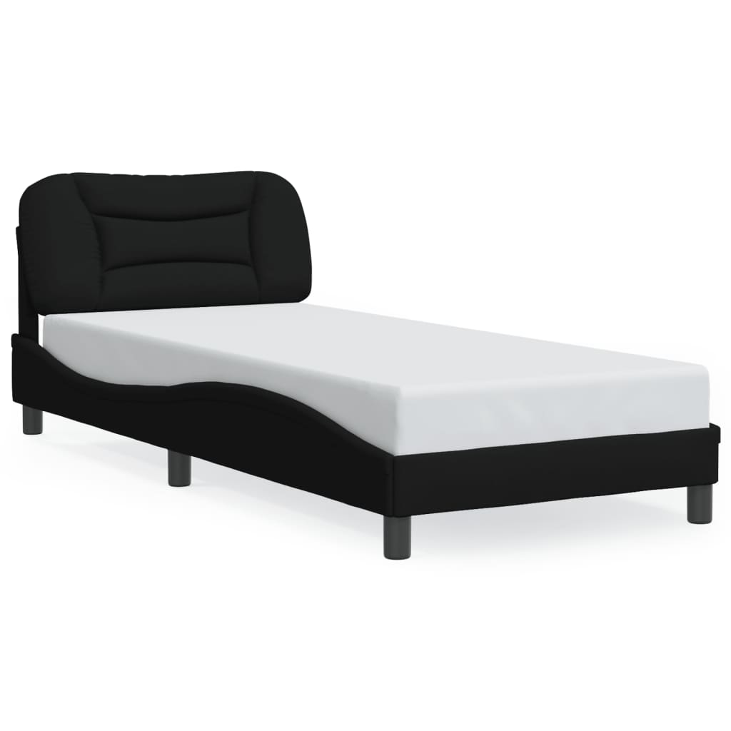 Vetonek Estructura de cama sin colchón tela negro 90x190 cm