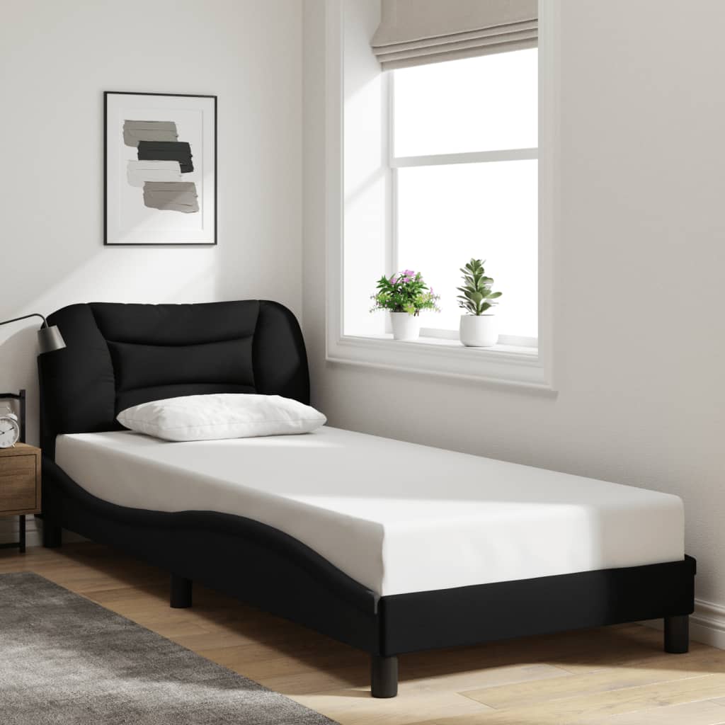 Vetonek Estructura de cama sin colchón tela negro 90x190 cm