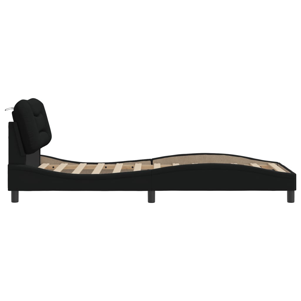 Estructura de cama sin colchón tela negro 90x190 cm v2224 - Vetonek