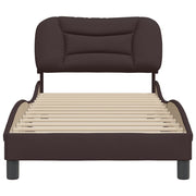 Estructura de cama sin colchón tela marrón oscuro 90x190 cm - Vetonek