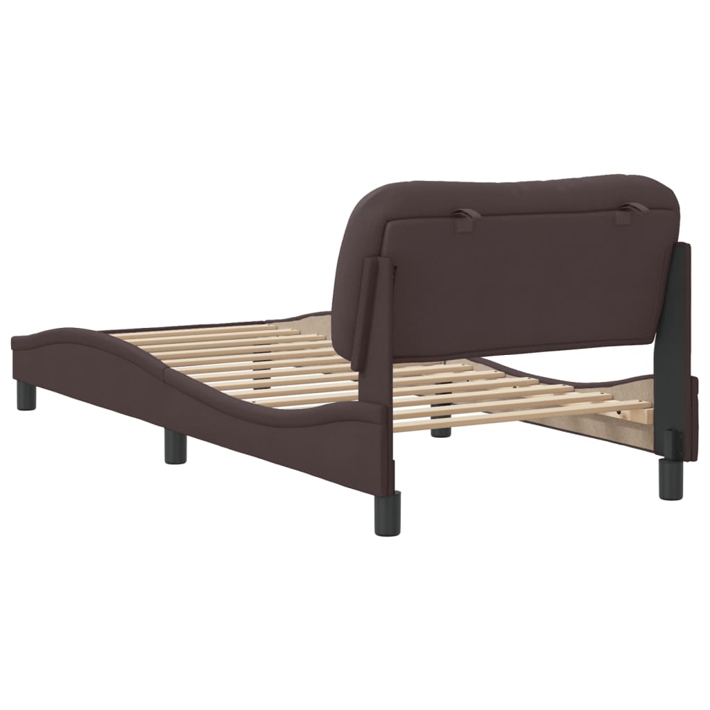 Estructura de cama sin colchón tela marrón oscuro 90x190 cm - Vetonek