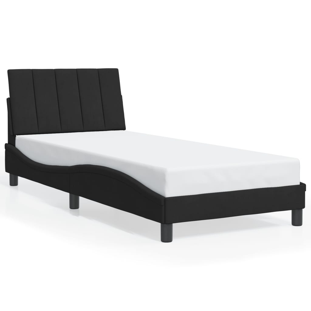 Vetonek Estructura de cama sin colchón terciopelo negro 90x190 cm