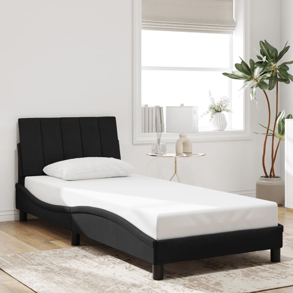 Estructura de cama sin colchón terciopelo negro 90x190 cm v3047 Vetonek
