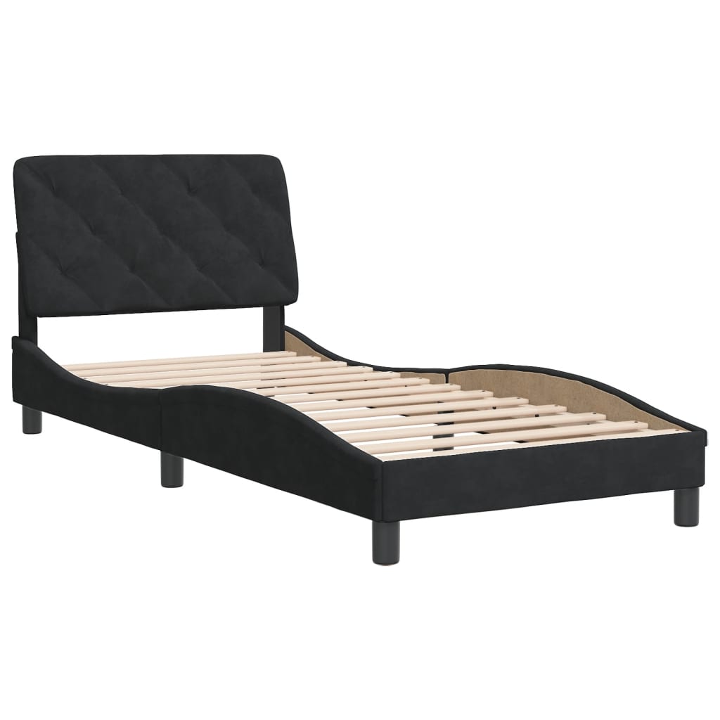 Estructura de cama sin colchón terciopelo negro 90x190 cm v3788 - Vetonek