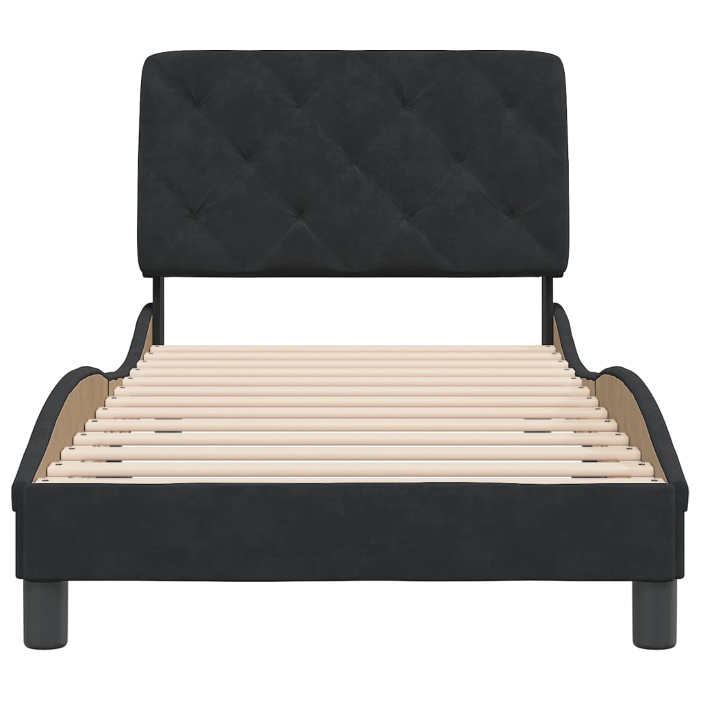 Estructura de cama sin colchón terciopelo negro 90x190 cm v3788 - Vetonek