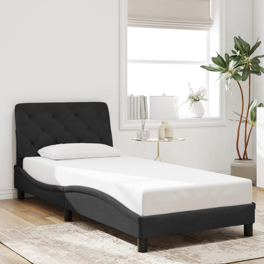 Estructura de cama sin colchón terciopelo negro 90x190 cm v3788 Vetonek