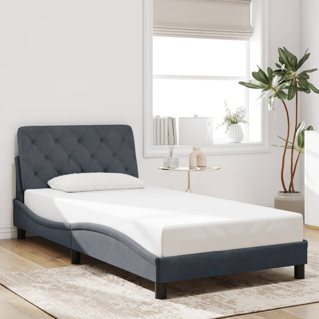 Vetonek Estructura de cama sin colchón terciopelo gris oscuro 100x200cm