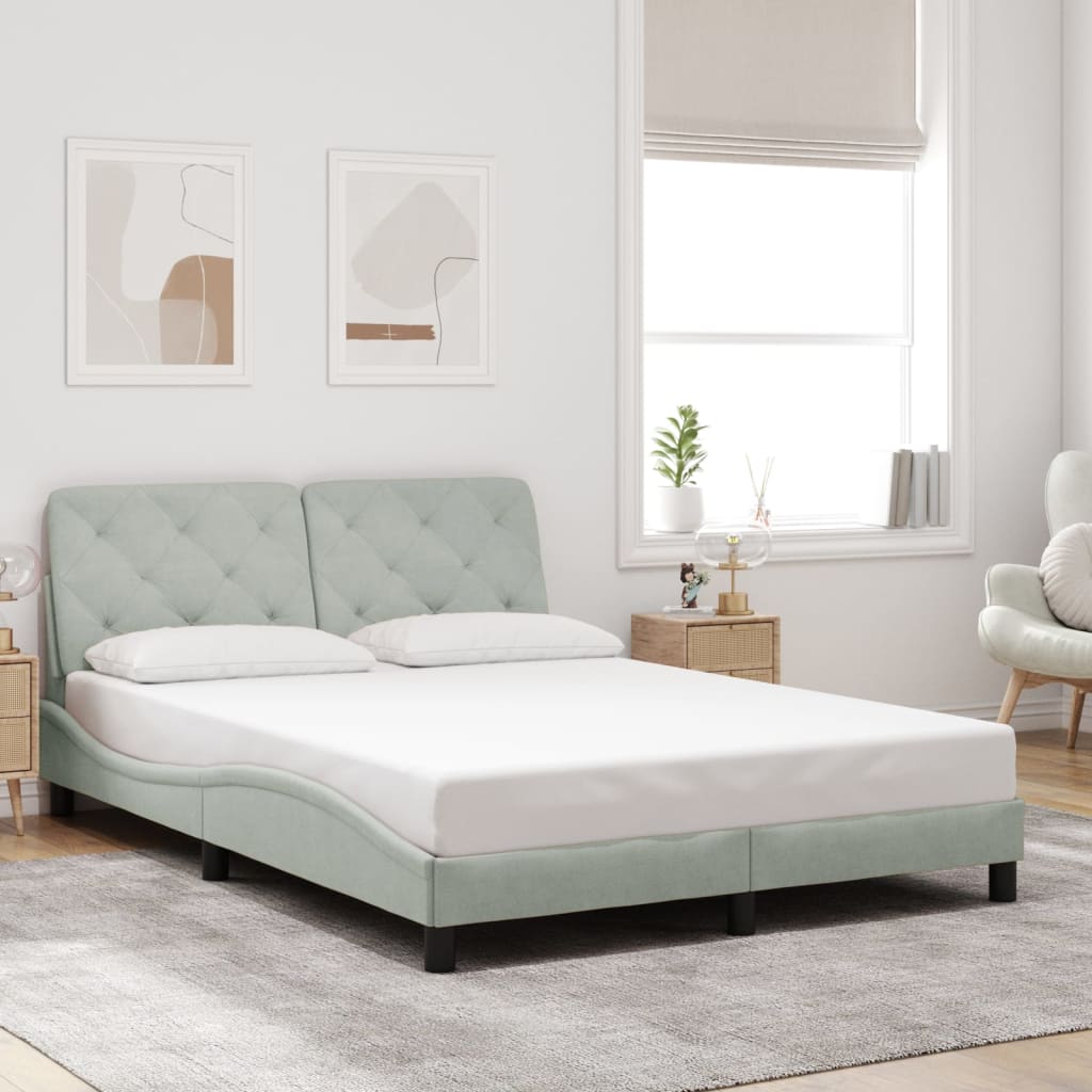 Vetonek Estructura de cama sin colchón terciopelo gris claro 140x190 cm