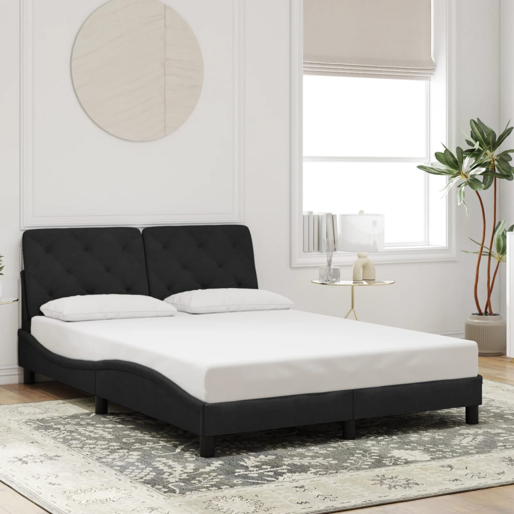 Vetonek Estructura de cama sin colchón terciopelo negro 140x190 cm