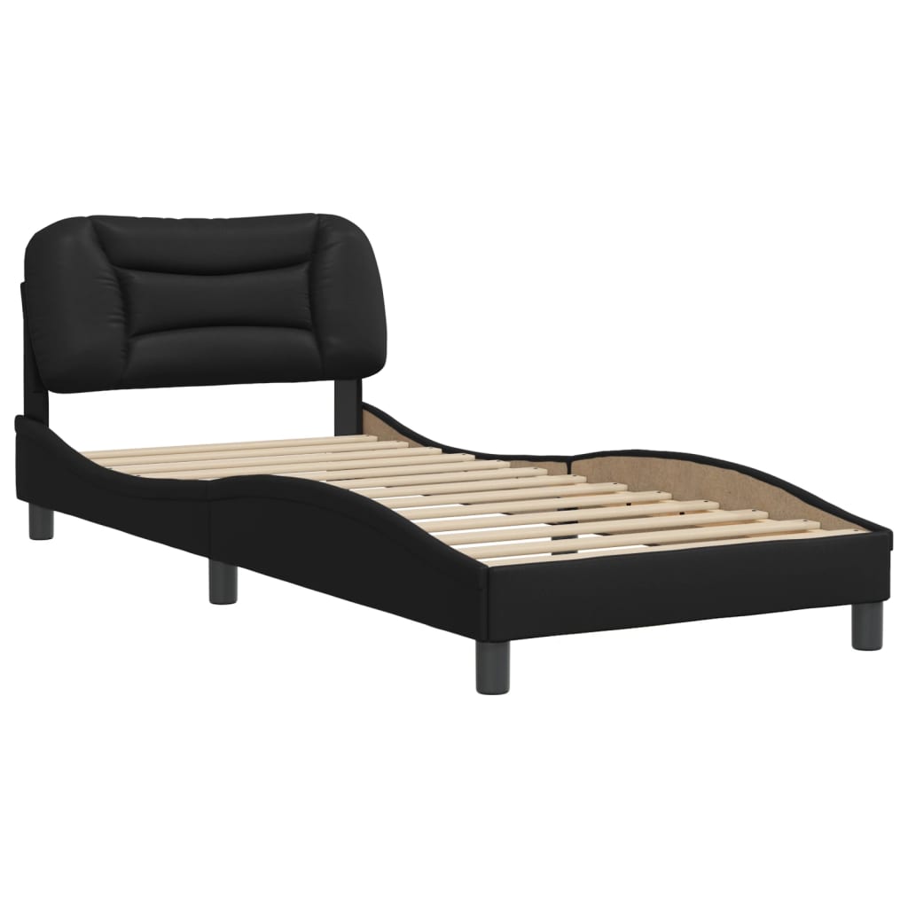 BLACK BLACK SYNTHETIC LEATHER BED STRUCTURE 80x200 cm