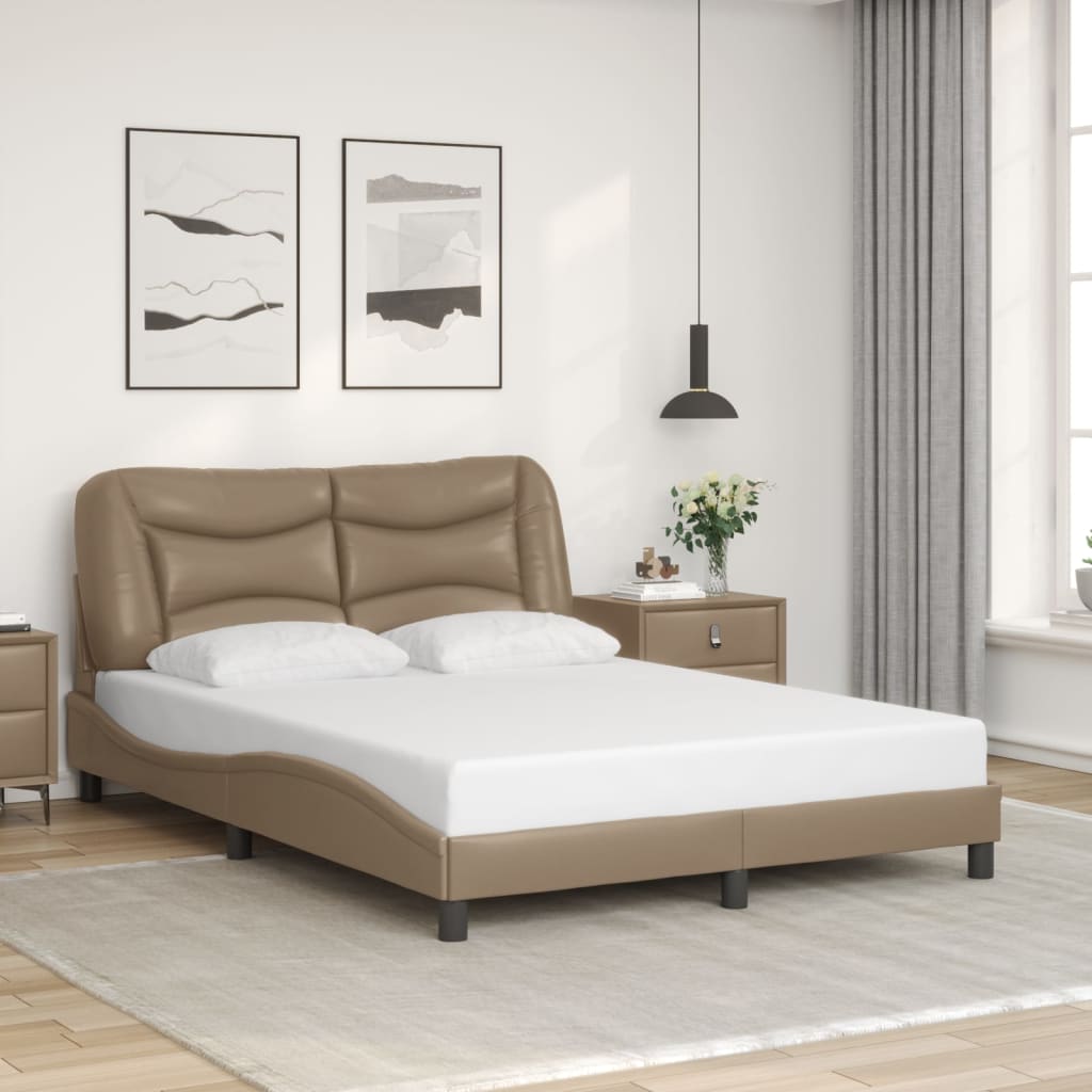 Vetonek Estructura cama sin colchón cuero sintético capuchino 140x190cm