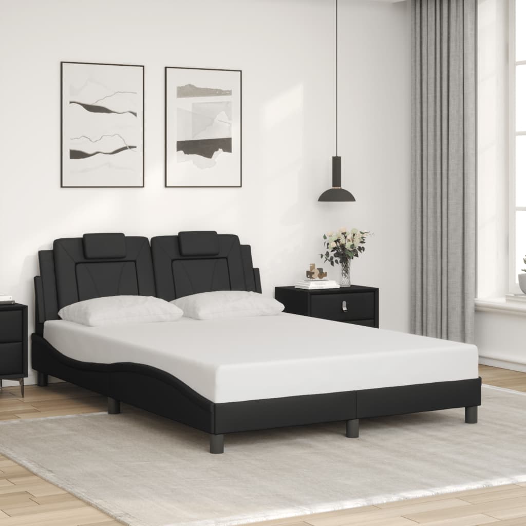 Vetonek Estructura de cama sin colchón cuero sintético negro 140x190 cm