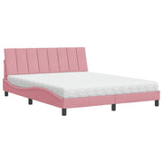 Cama com colchão de veludo rosa 160x200 cm V0922 Vetonek