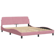 Cama com colchão de veludo rosa 160x200 cm V0922 Vetonek