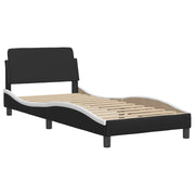 Cama com colchão de couro sintético preto e branco 90x190 cm V2490 Vetonek