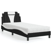 Cama com colchão de couro sintético preto e branco 90x190 cm V2490 Vetonek