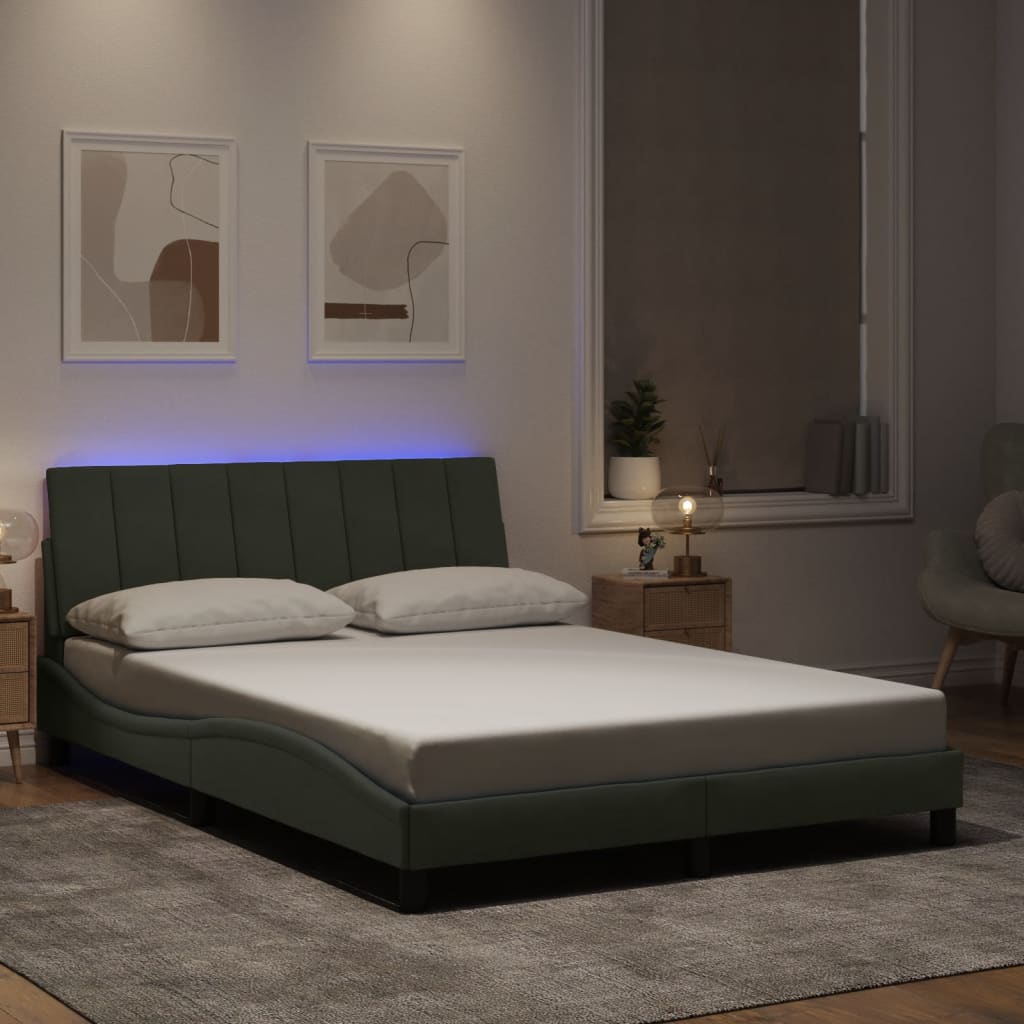 Vetonek Estructura cama con luces LED terciopelo gris claro 120x200 cm