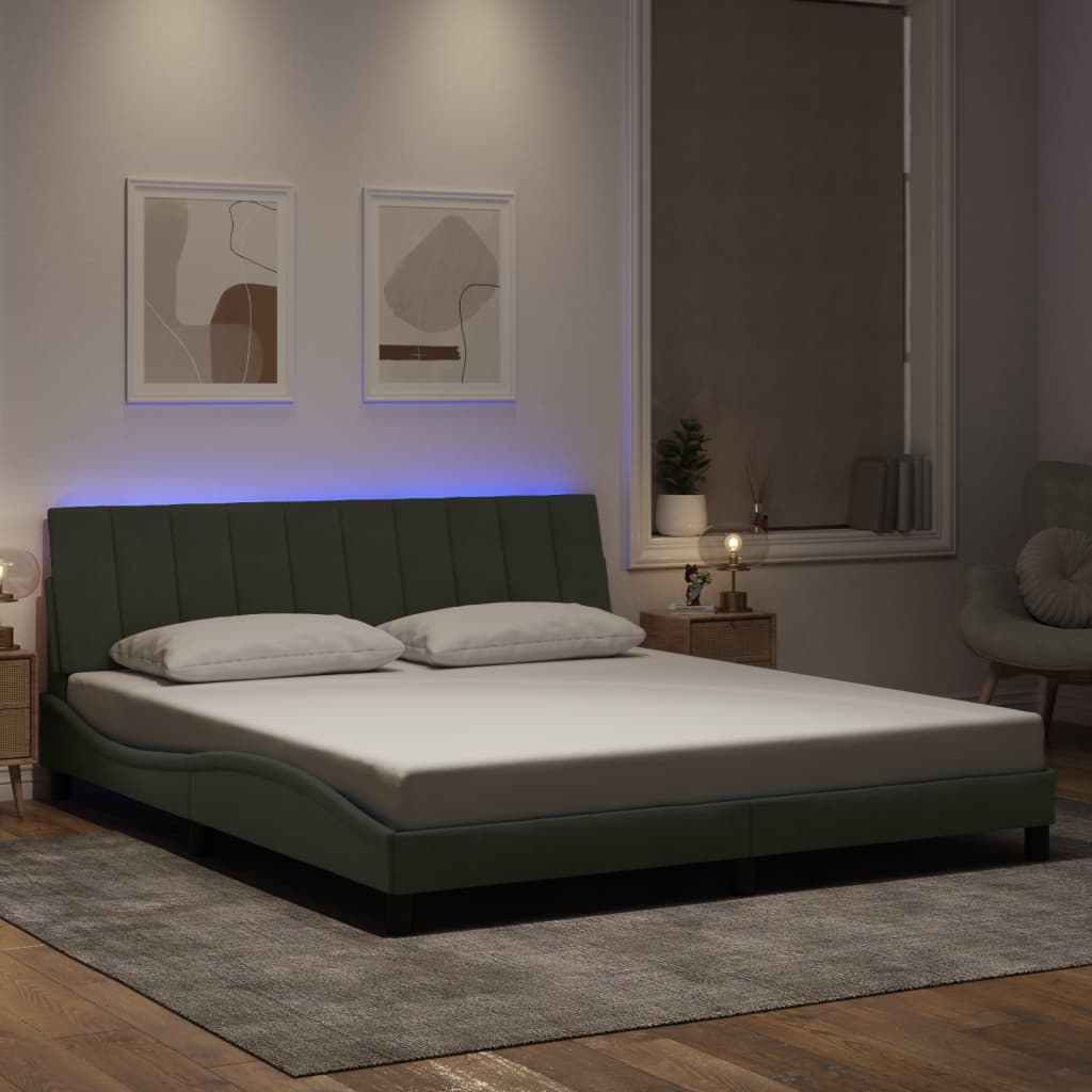 Vetonek Estructura cama con luces LED terciopelo gris claro 180x200 cm