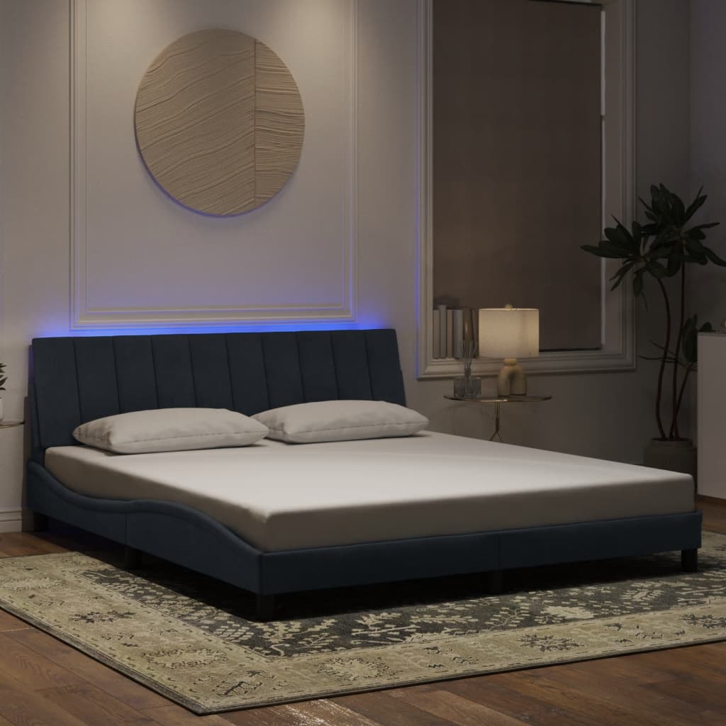 Vetonek Estructura cama con luces LED terciopelo gris oscuro 180x200 cm