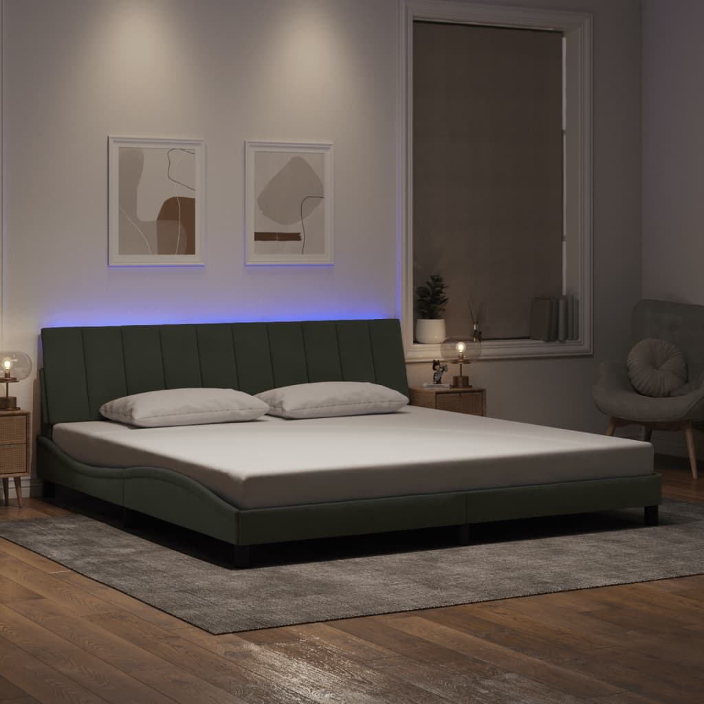 Vetonek Estructura cama con luces LED terciopelo gris claro 200x200 cm