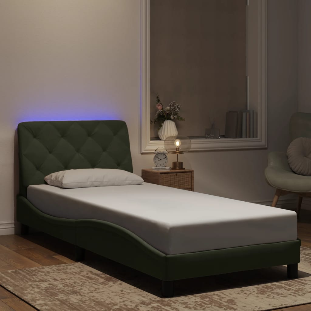 Vetonek Estructura cama con luces LED terciopelo gris claro 80x200 cm