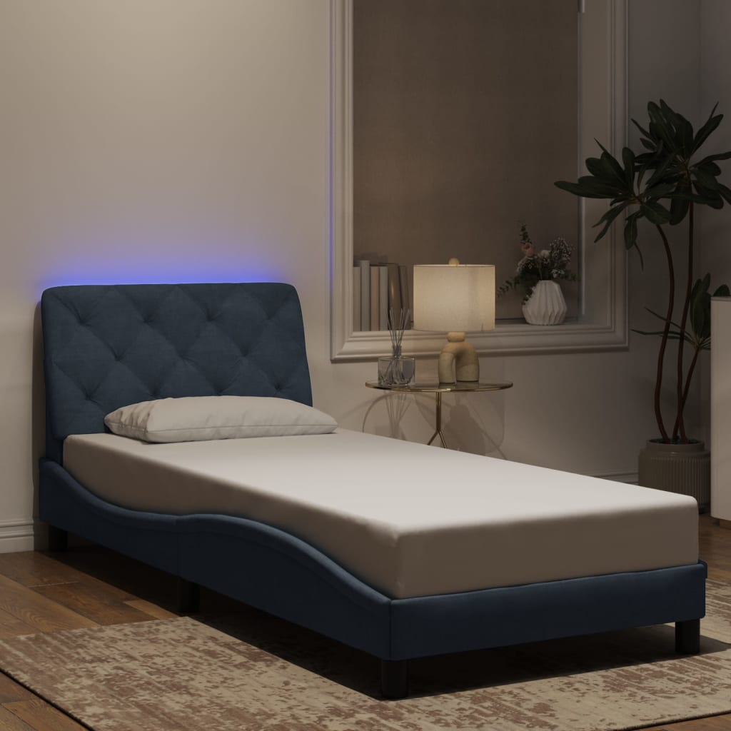 Vetonek Estructura cama con luces LED terciopelo gris oscuro 80x200 cm