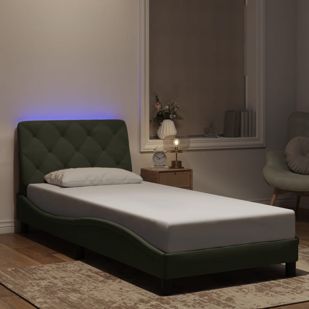 Vetonek Estructura cama con luces LED terciopelo gris claro 90x190 cm