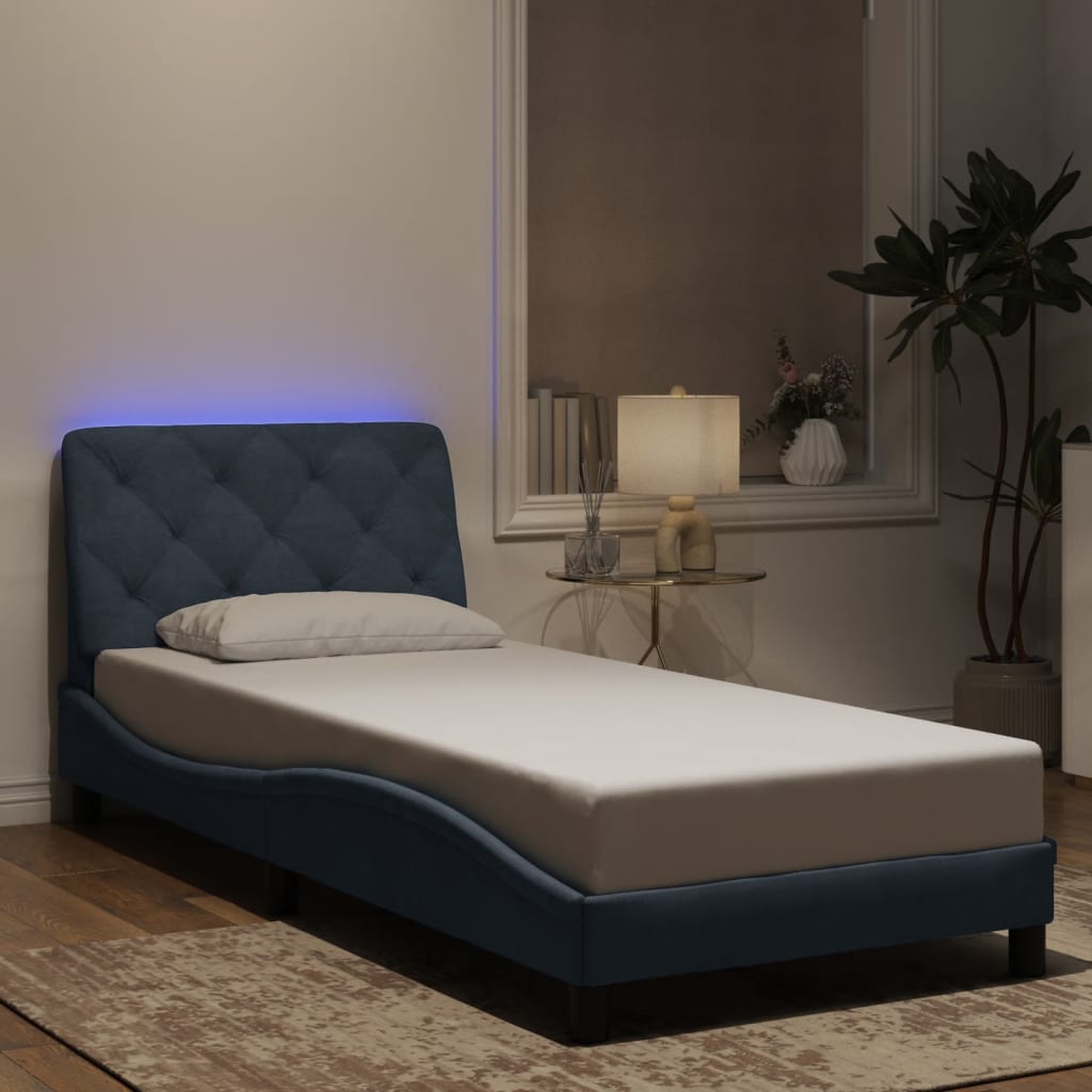 Vetonek Estructura cama con luces LED terciopelo gris oscuro 90x190 cm