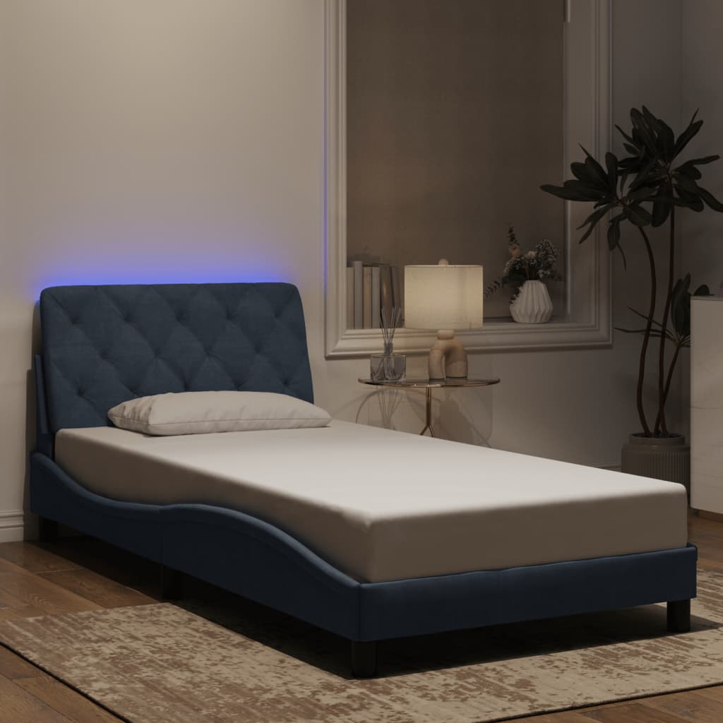 Vetonek Estructura cama con luces LED terciopelo gris oscuro 100x200 cm