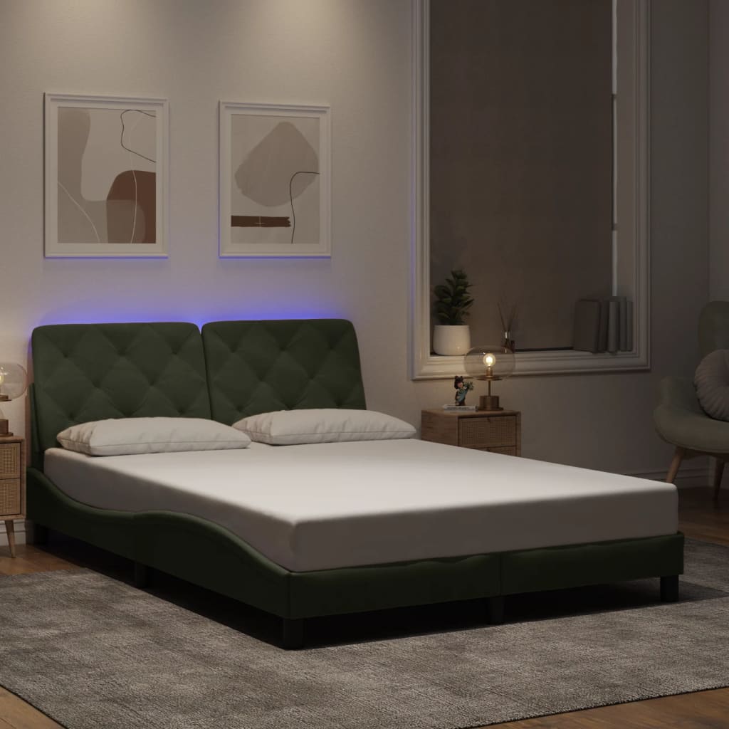 Vetonek Estructura cama con luces LED terciopelo gris claro 120x200 cm