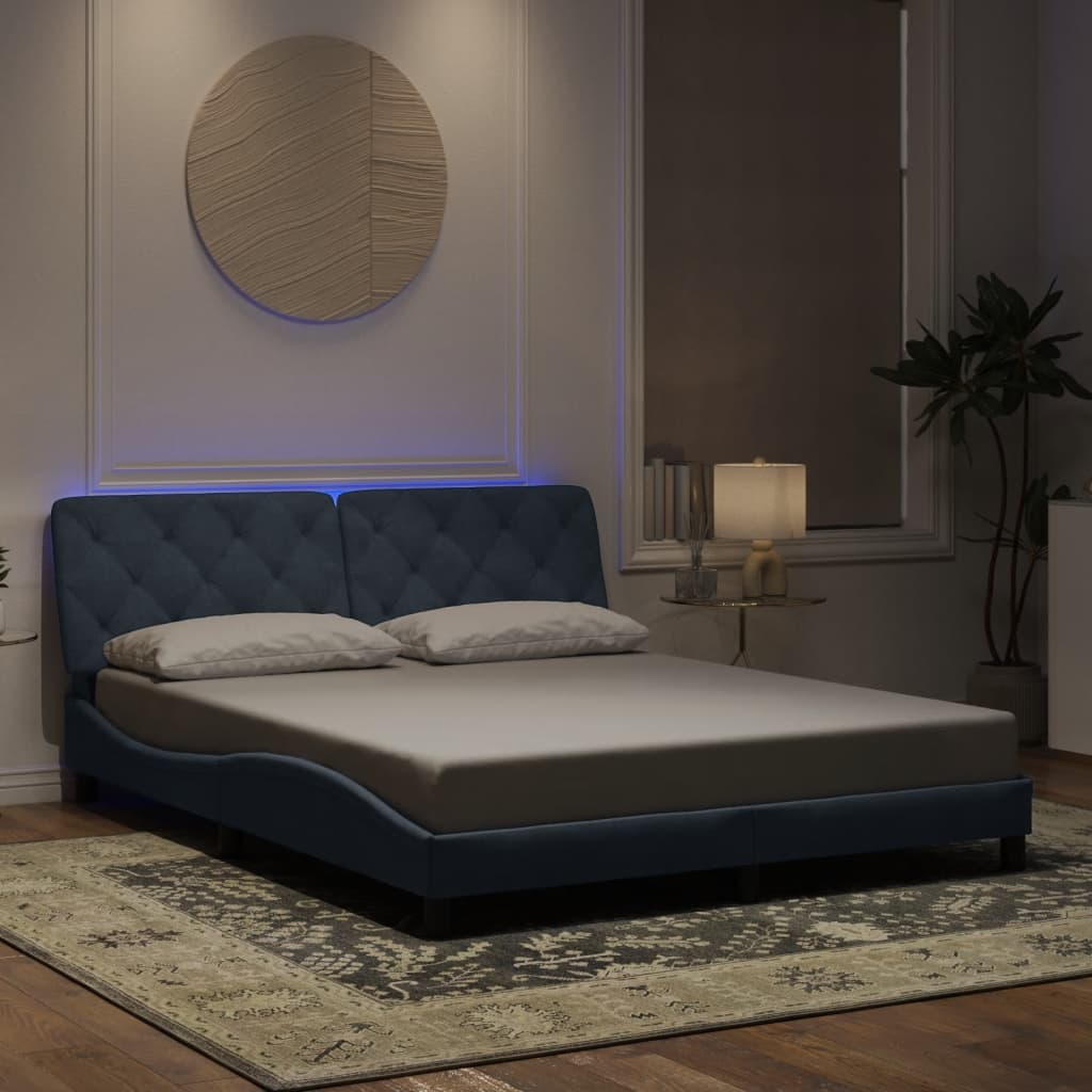 Vetonek Estructura cama con luces LED terciopelo gris oscuro 160x200 cm