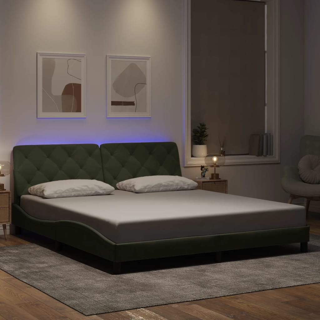 Vetonek Estructura cama con luces LED terciopelo gris claro 180x200 cm