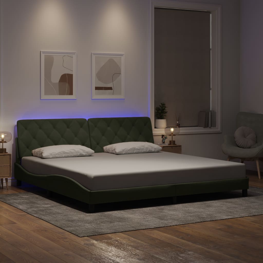 Vetonek Estructura cama con luces LED terciopelo gris claro 200x200 cm