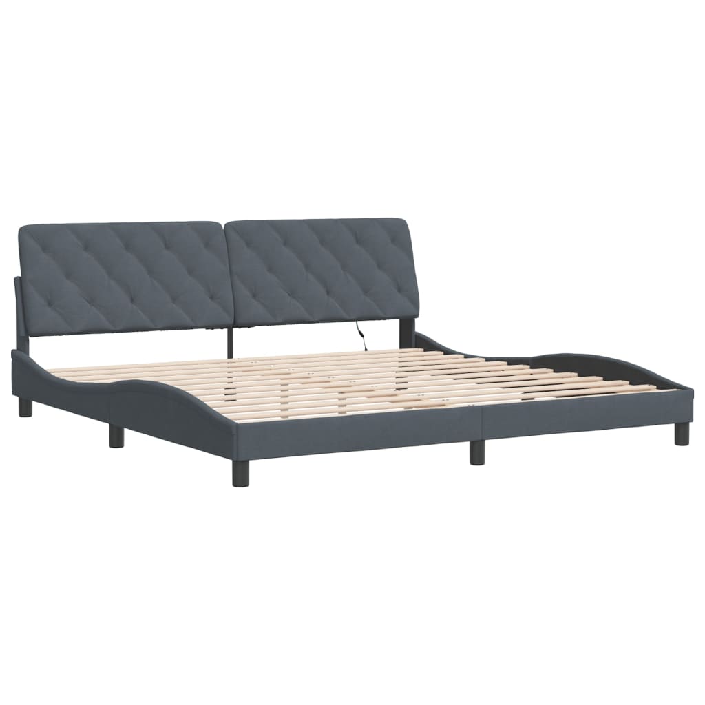 Bed structure with LED lights dark gray 200x200 cm