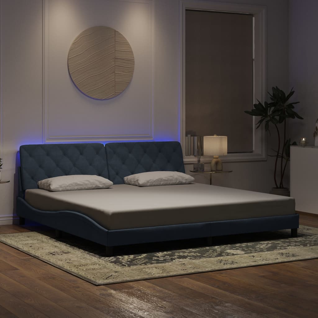 Vetonek Estructura cama con luces LED terciopelo gris oscuro 200x200 cm