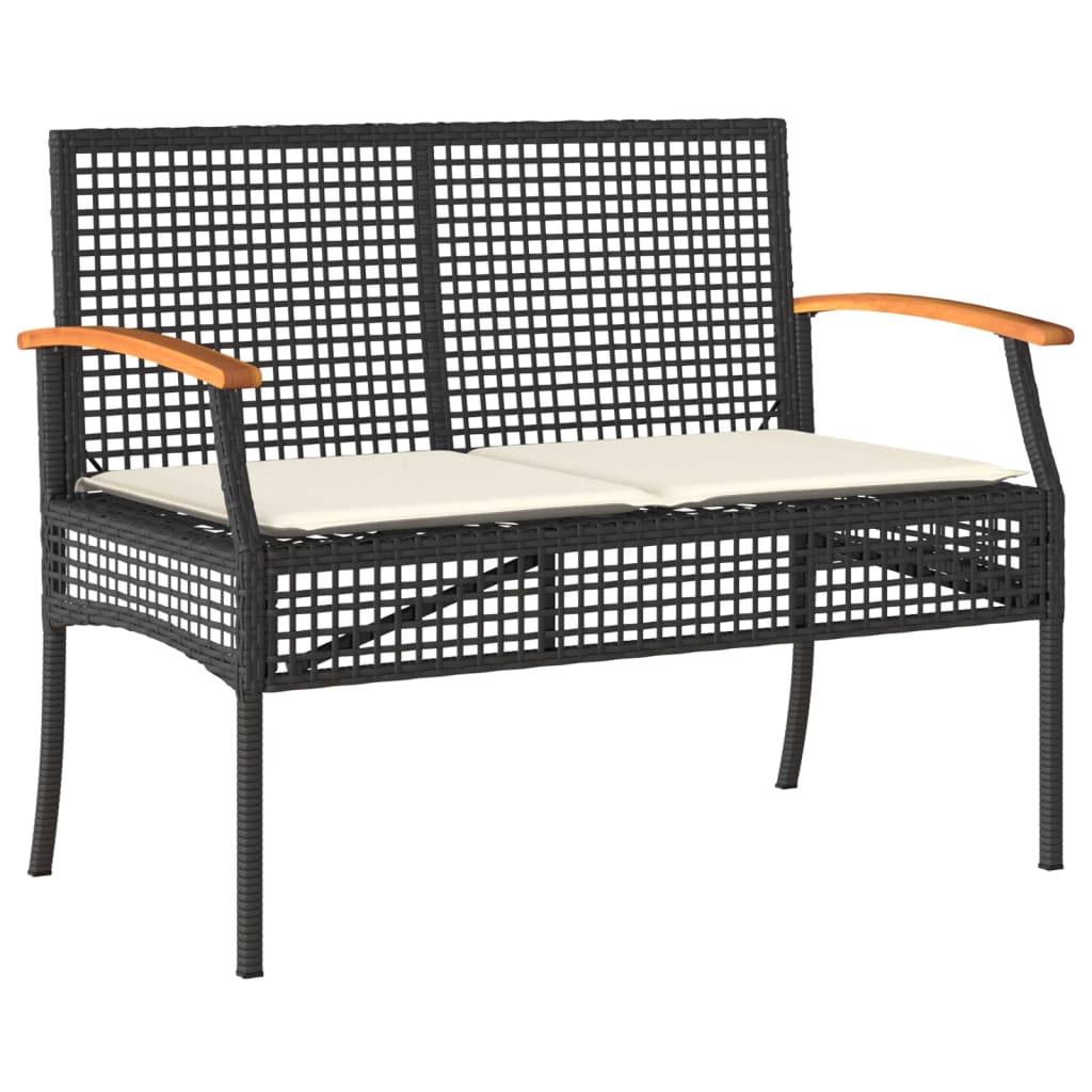 Set de muebles jardín 5 pzas con cojines ratán sintético negro - Vetonek