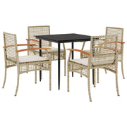 Set comedor de jardín 5 pzas con cojines ratán sintético beige V0020 Vetonek