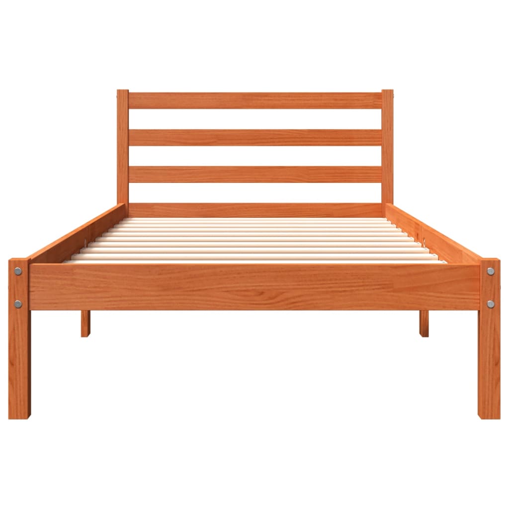 Cadre de lit sans matelas bois massif marron 75x190 cm - Vetonek