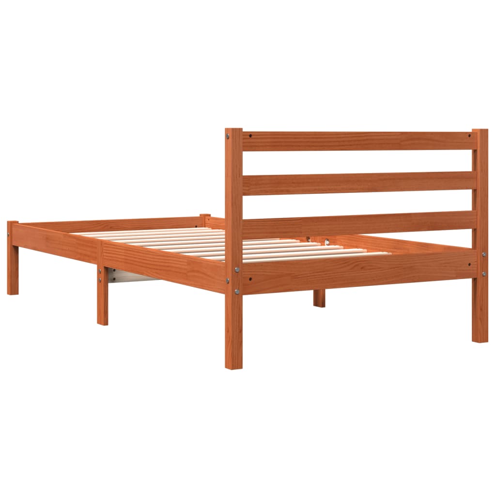 Cadre de lit sans matelas bois massif marron 75x190 cm - Vetonek