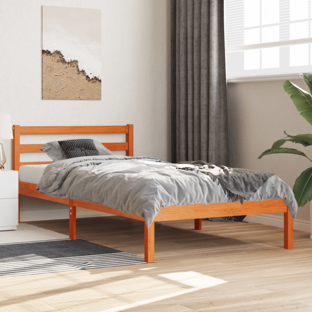 Estructura de cama sin colchón madera maciza marrón 90x190 cm v1621 Vetonek