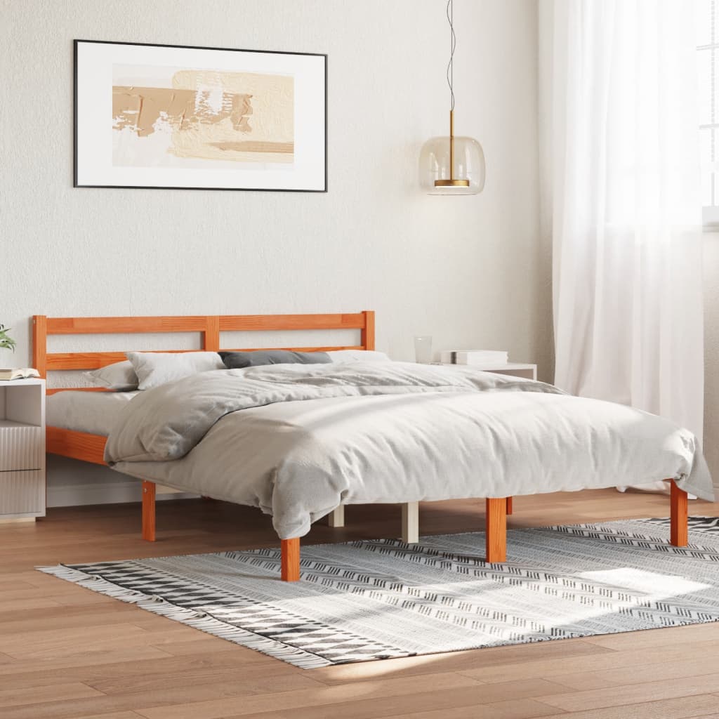 Vetonek Estructura de cama sin colchón madera maciza marrón 120x190 cm