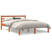 Vetonek Estructura de cama sin colchón madera maciza marrón 135x190 cm
