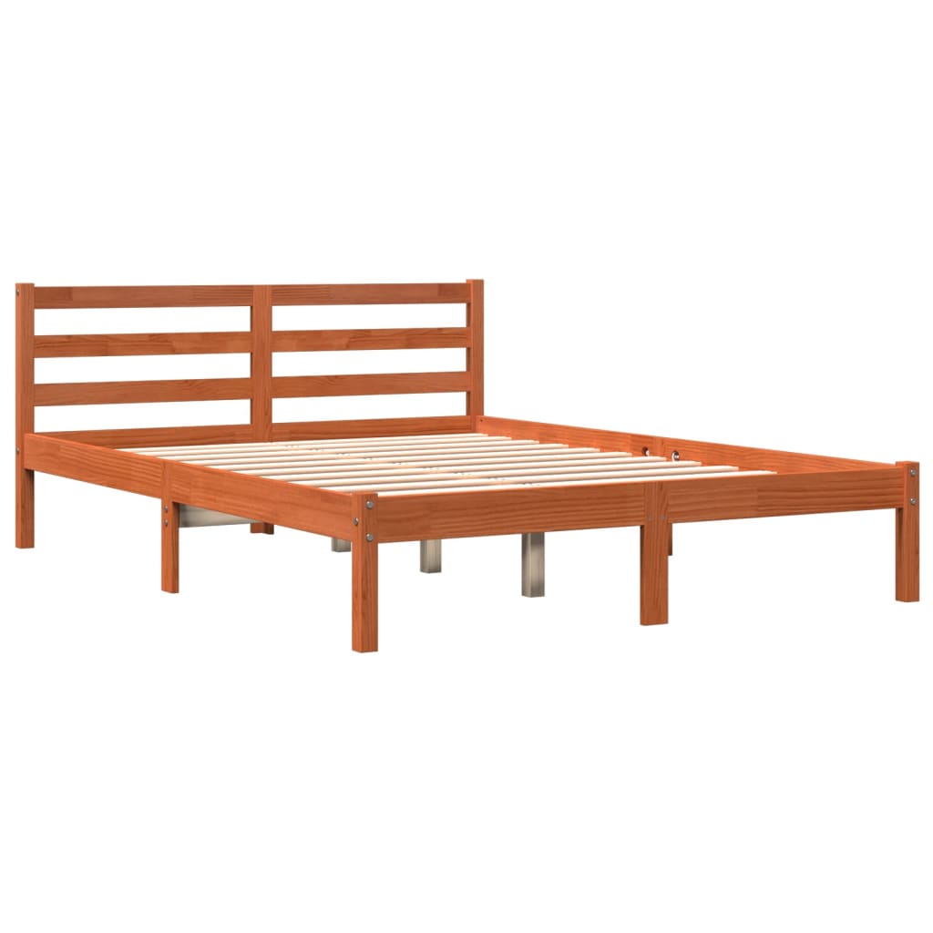 Estructura de cama sin colchón madera maciza marrón 135x190 cm v1645 - Vetonek